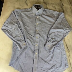 Tommy Hilfiger Shirt Men TLC Lifetime Collar 2 Ply Blue Pinpoint 15.5 neck 32-33